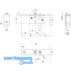 BKS Schaltschloss B1595, Stulp eckig, abgewinkelt 24/125/45 mm, DM 45, Edelstahl BKS Schaltschloss B1595, Stulp eckig, abgewinkelt 24/125/45 mm, DM 45, Edelstahl