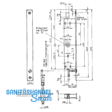 BKS Fluchttür-Umlenkschloss 1798, DM 35, Stulp 295 x 24 mm eckig, Edelstahl BKS Fluchttür-Umlenkschloss 1798, DM 35, Stulp 295 x 24 mm eckig, Edelstahl