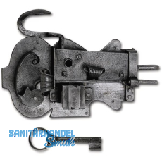 Rustikales Schlossset ULM, rechts, DM 120, Eisen verzinkt geschwärzt Rustikales Schlossset ULM, rechts, DM 120, Eisen verzinkt geschwärzt