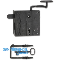 Rustikales Schlossset Melk PZ, rechts, DM 70, Eisen verzinkt geschwärzt Rustikales Schlossset Melk PZ, rechts, DM 70, Eisen verzinkt geschwärzt