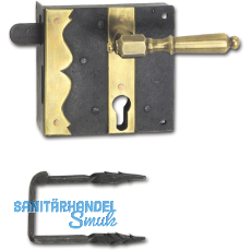 Rustikales Schlossset Newcastle BB,rechts,DM75,Eisen verzinkt geschw�rzt/Messing