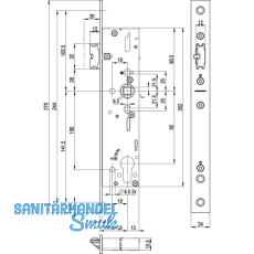 BKS Fluchttürschloss 1916 1-flg. selbstverriegelnd, eckig,DM 45,Edelstahl BKS Fluchttürschloss 1916 1-flg. selbstverriegelnd, eckig,DM 45,Edelstahl