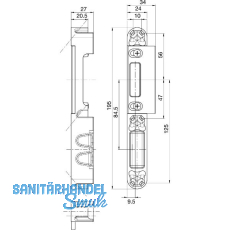 Lappenschlie�blech f�r Secury zum Einfr�sen, 195 x 24 x 27 mm, verstellbar