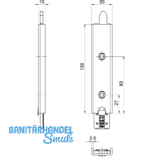 Anschlusseinheit zu Falzhebelgetriebe, Secury Automatic 130 mm,links, oben/unten Anschlusseinheit zu Falzhebelgetriebe, Secury Automatic 130 mm,links, oben/unten