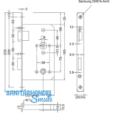 BMH Einstemmschloss Meisterstück WC, links, Dorn 65, Rundstulp 24mm, Edelstahl BMH Einstemmschloss Meisterstück WC, links, Dorn 65, Rundstulp 24mm, Edelstahl