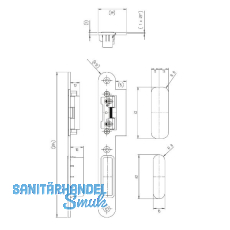 KFV Lappenschlie�blech 8050 mit AT-St�ck 115, 204 x 24 x 3mm, links, Edelstahl