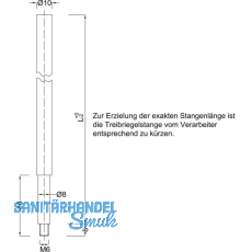 BMH Treibriegelstange 1100, 1500 mm, für unten, Stahl verzinkt BMH Treibriegelstange 1100, 1500 mm, für unten, Stahl verzinkt
