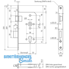 BMH Fluchtt�rschloss 6013 1-flg. Funktion E/EN 1125, links, Edelstahl Stulp 24