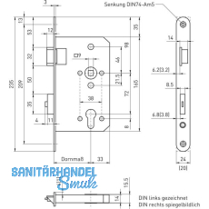 BMH Fluchtt�rschloss 6113 2-flg. Funktion E/EN 1125, links, Edelstahl