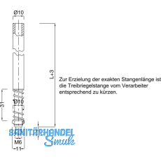 BMH Treibriegelstange 1109, 1000 mm, mit Feder f�r unten u. oben, Stahl verzinkt