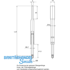 BMH Treibriegelstange 1104, 966 mm, f�r Planet-T�rdichter, unten, Stahl verzinkt