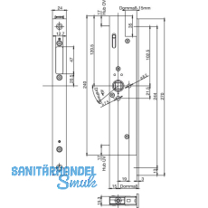 BKS Fluchtt�rtreibriegel 1990, DM 35, Stulp 270 x 24 x 3 mm eckig, Edelstahl