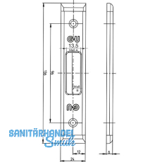 BKS Schlie�blech f�r MFV Secury Hauptfalle 1-flg, U-Stulp 24 x 6 x 120,Edelstahl