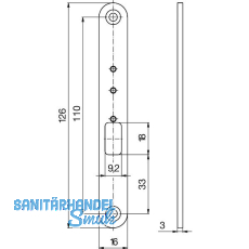 KFV Abdeckblech f�r Kabel�bergang ohne Geh�use, 16 x 126 x 3 mm, Edelstahl matt