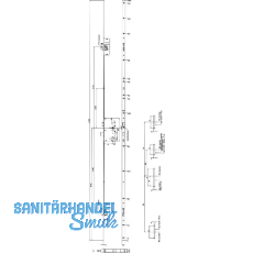 KFV MFV-Schloss BS 2600 �NORM, DM 65, Stulp 20 mm eckig, silber verzinkt