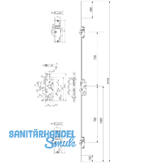 KFV MFV-Schloss BS 3700 DIN, DM 65,Stulp 2170 x 20 x 3 mm, eckig, verz. silber