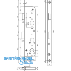 Fluchttürschloss 1944PE für 2 Profilzylinder 1-flg. DM35, rechts, Stahl verzinkt Fluchttürschloss 1944PE für 2 Profilzylinder 1-flg. DM35, rechts, Stahl verzinkt