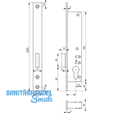 ROTO Rohrrahmenschloss Flachstulp m. Riegel 877, DM 25, verzinkt silberf�rbig