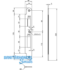 Schlie�blech EA 327 f�r Elektro-Mehrfachverriegelungsschl�sser, 232x30x3 mm
