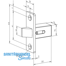 Fallenschloss 802 fix, Stulp 55 x 20 x 3 mm, grau lackiert