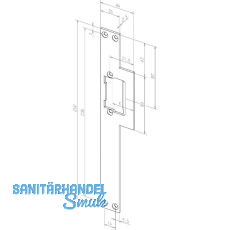 Lappenschlie�blech Lap lang, eckig ohne Riegelausschnitt,links,Stahl goldf�rbig