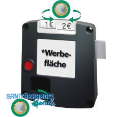 Pfandschloss Safe-O-Mat twin coin, links, Kunststoff grau