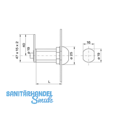 Blechmontagezylinder 19 mm gleichsperrend, Messing verchromt