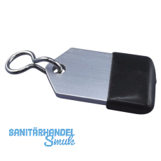 Hotelschl�sselanh�nger - flach, 50 mm, mit Gummi, Aluminium silber eloxiert