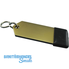 Hotelschl�sselanh�nger - flach, 80 mm, mit Gummi, Aluminium gold eloxiert