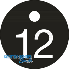 Schlüsselnummer - ø 25, Nummer 12, Aluminium schwarz eloxiert Schlüsselnummer - ø 25, Nummer 12, Aluminium schwarz eloxiert