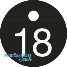 Schlüsselnummer - ø 25, Nummer 18, Aluminium schwarz eloxiert Schlüsselnummer - ø 25, Nummer 18, Aluminium schwarz eloxiert