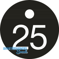 Schl�sselnummer - � 25, Nummer 25, Aluminium schwarz eloxiert