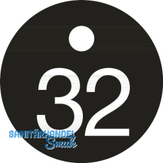 Schlüsselnummer - ø 25, Nummer 32, Aluminium schwarz eloxiert Schlüsselnummer - ø 25, Nummer 32, Aluminium schwarz eloxiert