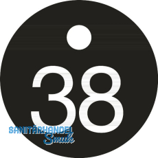 Schlüsselnummer - ø 25, Nummer 38, Aluminium schwarz eloxiert Schlüsselnummer - ø 25, Nummer 38, Aluminium schwarz eloxiert