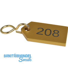 Hotelschl�sselanh�nger flach, mit Gravur 1-9999, Aluminium gold eloxiert