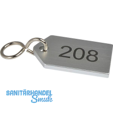 Hotelschl�sselanh�nger flach, mit Gravur 1-9999, Aluminium silber eloxiert