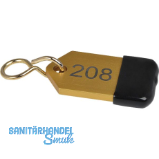 Hotelschl�sselanh�nger mit Gummi, H�he 50 mm, Gravur 1-9999, gold eloxiert