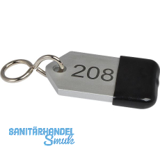 Hotelschl�sselanh�nger mit Gummi, H�he 50 mm, Gravur 1-9999, silber eloxiert