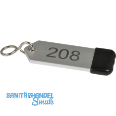 Hotelschl�sselanh�nger mit Gummi, H�he 80 mm, Gravur 1-9999, silber eloxiert