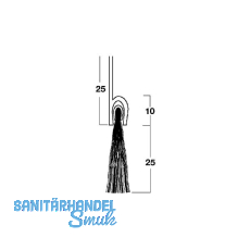 Türdichtungsbürste m. gerader Leiste, 2000 mm, Borsten 25 mm natur, Alu natur Türdichtungsbürste m. gerader Leiste, 2000 mm, Borsten 25 mm natur, Alu natur