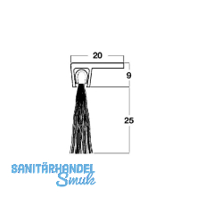 T�rdichtungsb�rste m. Winkelprofilleiste,2000mm,Borsten schwarz,schwarz eloxiert