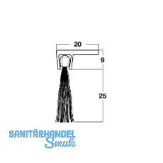 T�rdichtungsb�rste m. Winkelprofilleiste, 2000 mm, Borsten schwarz, Alu natur