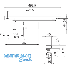 GEZE T�rschlie�er TS 5000E, EN 2-6, 1-flg. Gleitschiene, silber