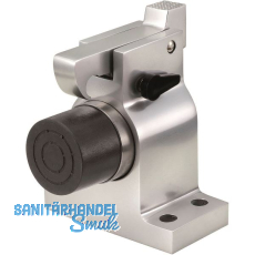 Torhalter 1010 mit Fanghaken und Puffer, Bodenmontage, Alu silber eloxiert Torhalter 1010 mit Fanghaken und Puffer, Bodenmontage, Alu silber eloxiert