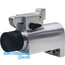 Torhalter 1011mit Fanghaken und Puffer, Wandmontage, Alu silber lackiert Torhalter 1011mit Fanghaken und Puffer, Wandmontage, Alu silber lackiert