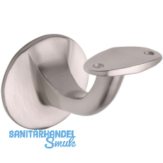Handlauftr�ger mit gew�lbter Auflage, Wandabstand 65mm, Messing vernickelt matt