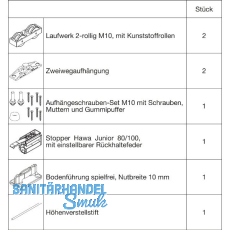 HAWA Junior 100/Z Beschlagset Holz 1 Fangstopper Standard