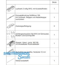 HAWA Junior 100/Z Beschlagset Holz 1 Fangstopper Standard/SoftMove HAWA Junior 100/Z Beschlagset Holz 1 Fangstopper Standard/SoftMove