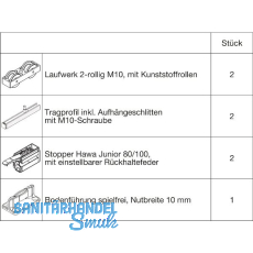 HAWA Junior 100/B Beschlagset Holz 2 Fangstopper Standard