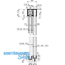 HAWA Junior 80/GP Laufschienenset Festverglasung L=2500 mm Edelstahl-Effekt